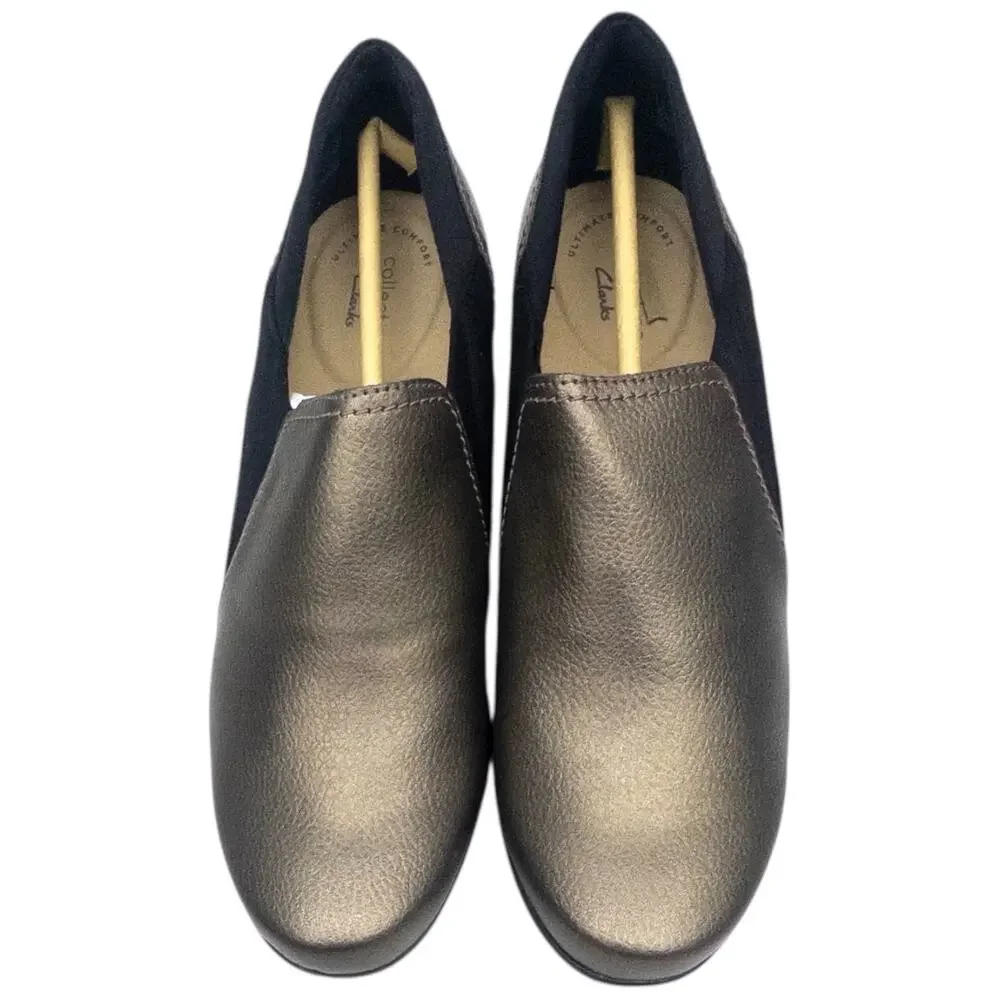 Clarks Emily Amelia Women's Bronze Metallic Casual Heels Shooties size 8.5 Wide